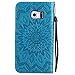 Galaxy S6 Edge Case,Pu Leather Kickstand Wallet Case with Inner Rubber Bumper Cover Full Protective Cover with Card Holder Creative Gift for Birthday Xmas for Samsung Galaxy S6 Edge -Sunflower Blue