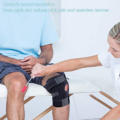 HOPAI Knee Support for Men and Women Adjustable Open-Patella Neoprene Knee Brace with Anti-Slip Strips - For Arthritis, Joint Pain, Meniscus Pain Relief, Sports Running Injury Rehabilitation