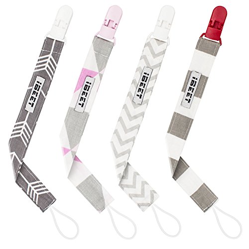 4 PCS Baby Pacifier Clip Pacifier Chain with Holder Leash Teething Toys Clips Accessory for Babies Infants Girls Boys