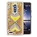 ZTE ZMax Pro Case, ZTE Carry Z981 Case,DAMONDY 3D Hearts Moving Stars Bling Liquid Glitter Floating Dynamic Flowing Ultra Clear Soft TPU Case for ZTE ZMAX Pro/Carry Z981/N9560/Z986-gold