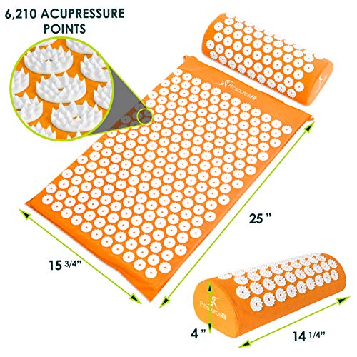 ProsourceFit Acupressure Mat and Pillow Set for Back/Neck Pain Relief