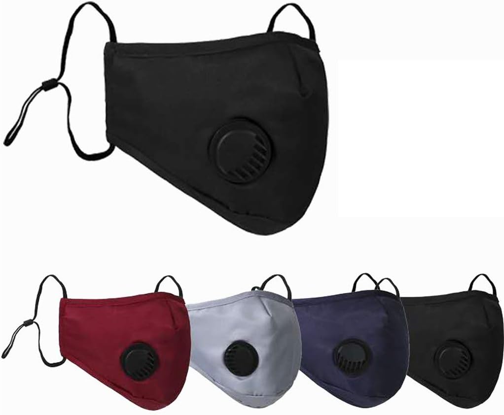 5pcs Mouth Mǎsks with Breathing for Adult, Washable Reusable Mǎsks, Replaceable Filter Protective Face Mǎsk, Color Random