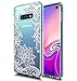 Huness Galaxy S10E Case TPU Grip Bumper and Clear Flower Transparent Hard PC Backplate Hybrid Slim Phone Case Cover for Samsung Galaxy S10E Phone (Flower)