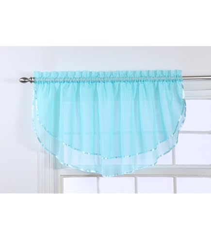 DiamondHome Tendina A Mantovana Increspata Shabby Chic Con Volant, 127x40 Cm, Colore Blu Mare