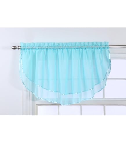 DiamondHome Tendina A Mantovana Increspata Shabby Chic Con Volant, 127x40 Cm, Colore Blu Mare