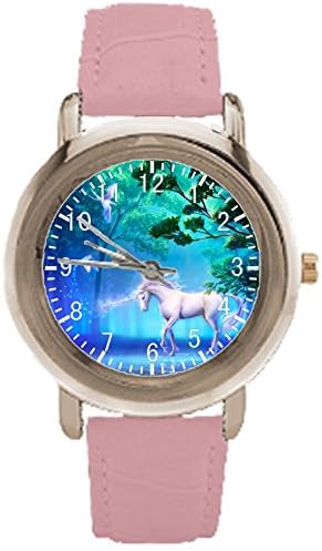 Unicorn Womens Pink Leather Wrist Watch