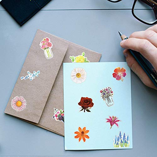 50 Pcs Flower Stickers Cute Waterproof Aesthetic Stickers for Hydroflasks, Adults, Teens, Students