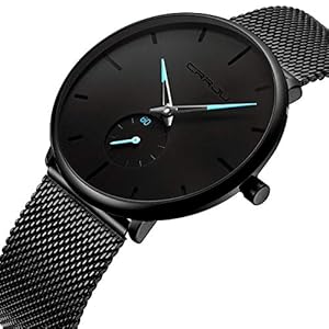 Affute Fashion Minimalist Quartz Analogue Mens Watches with Black...