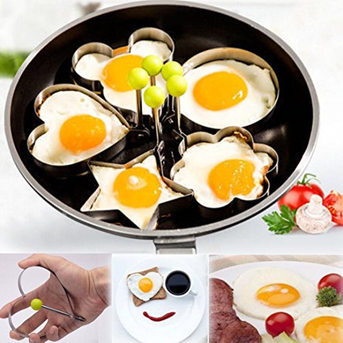 Molyveva Non-Stick Egg Mold Pancake Ring Shaper, Breakfast Sandwich Maker and Kitchen Cooking Tools for Kids and Lovers (C)