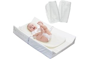 Truwelby Changing Pad with 3 Pack Ultra Soft Plush Liners, Contoured Diaper Changing Pad, Baby Changing table Pad Cover Waterproof & Washable