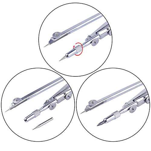 image for BronaGrand Student Drawing Compass Math Geometry Tools and 4 Pieces Ru