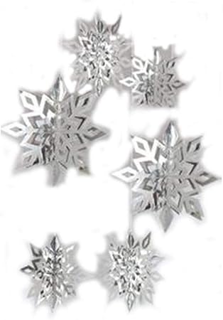 Amazon De Buty 6 Pc 3d Sehen Schneeflocken Fur Glittered Ornamente Feiertags Dekoration Silbrig