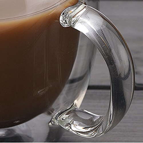 Marooma Glas-Kaffeetassen, 150 ml, doppelwandig, isoliert, Thermoglas, hitzebeständige Borosilikatgläser, Becher mit Griff für Kaffee, Tee, Espresso, Bier, 4 Stück – Bild 6