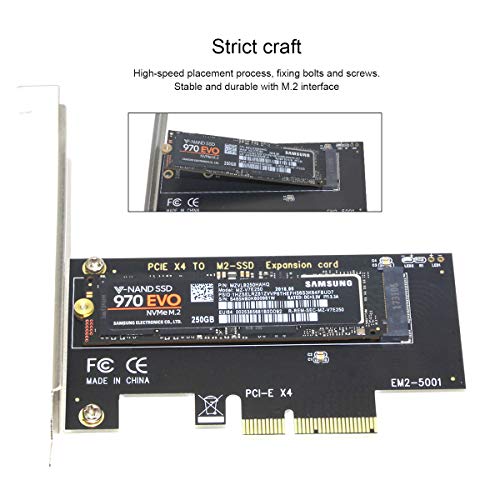 Ubit PCI-E Riser PCIe M.2 PCIe SSD to PCIe Express 3.0 x4 Adapter Card, 5001 Expansion Card Supports M2 NGFF PCI-e 3.0, 2.0 or 1.0, NVMe or AHCI, M-Key, 2280, 2260, 2242, 2230 Solid State Drives