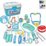 Kids Doctor Kit Realistic, Pretend Play Toy Dentist Medical Set Included Coat, Electronic Stethoscope, Light & Sounds 3,4,5 Year Old Toddler Boys Girls Birthday Gift