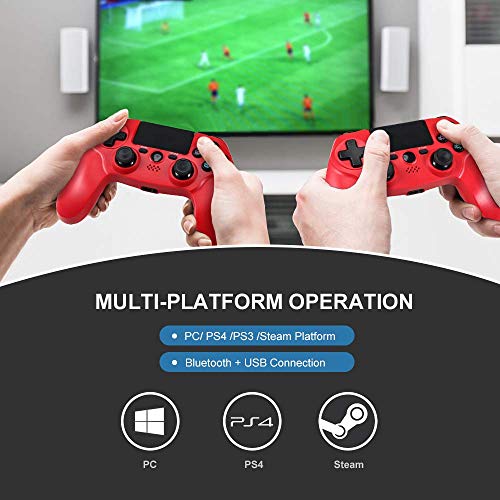 Maliralt PS4 Wireless Controller LP18 DualShock 4 Bluetooth Wireless Controller for Playstation 4, Rechargeable PS4 Gamepad with Touch Pad, Light Bar and 3.5m Audio Jack - Red (Third Party Made)