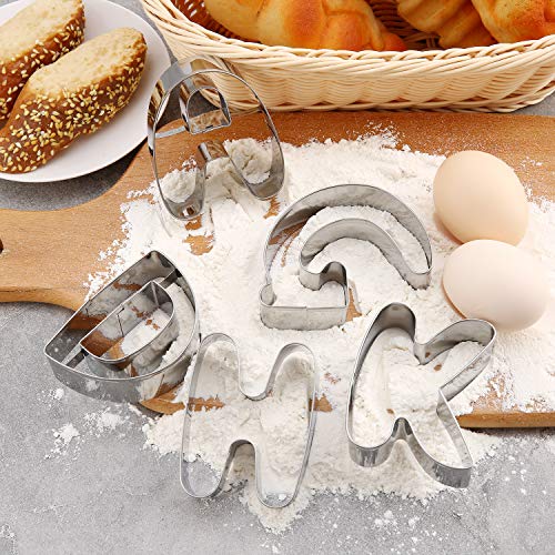 Large Alphabet Cookie Cutters Set, Stainless Steel Letters Cookie