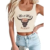 YHHR Women's Cowgirl Country Concert Sleeveless Cropped Tank Top Summer Casual Cowboy Shirt Western Graphic Top Cute Outfit