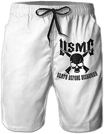 Citr Hunrr Mens Fashion Quick Dry Boardshort USMC Death Before Dishonor Casual Beach Shorts