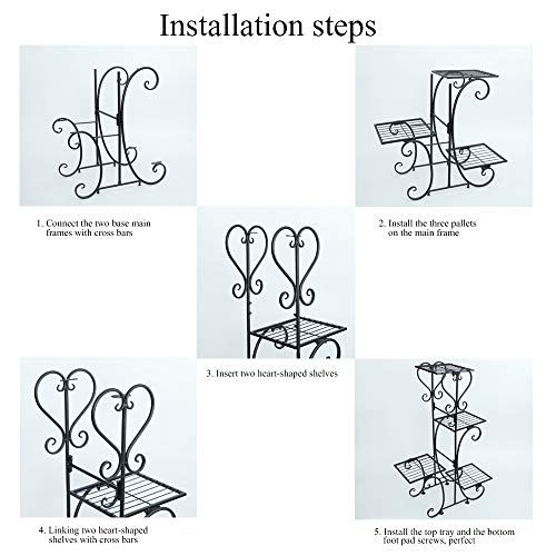 Moutik Flower Stands Metal PlantShelves 4 Tier Stand Indoor and