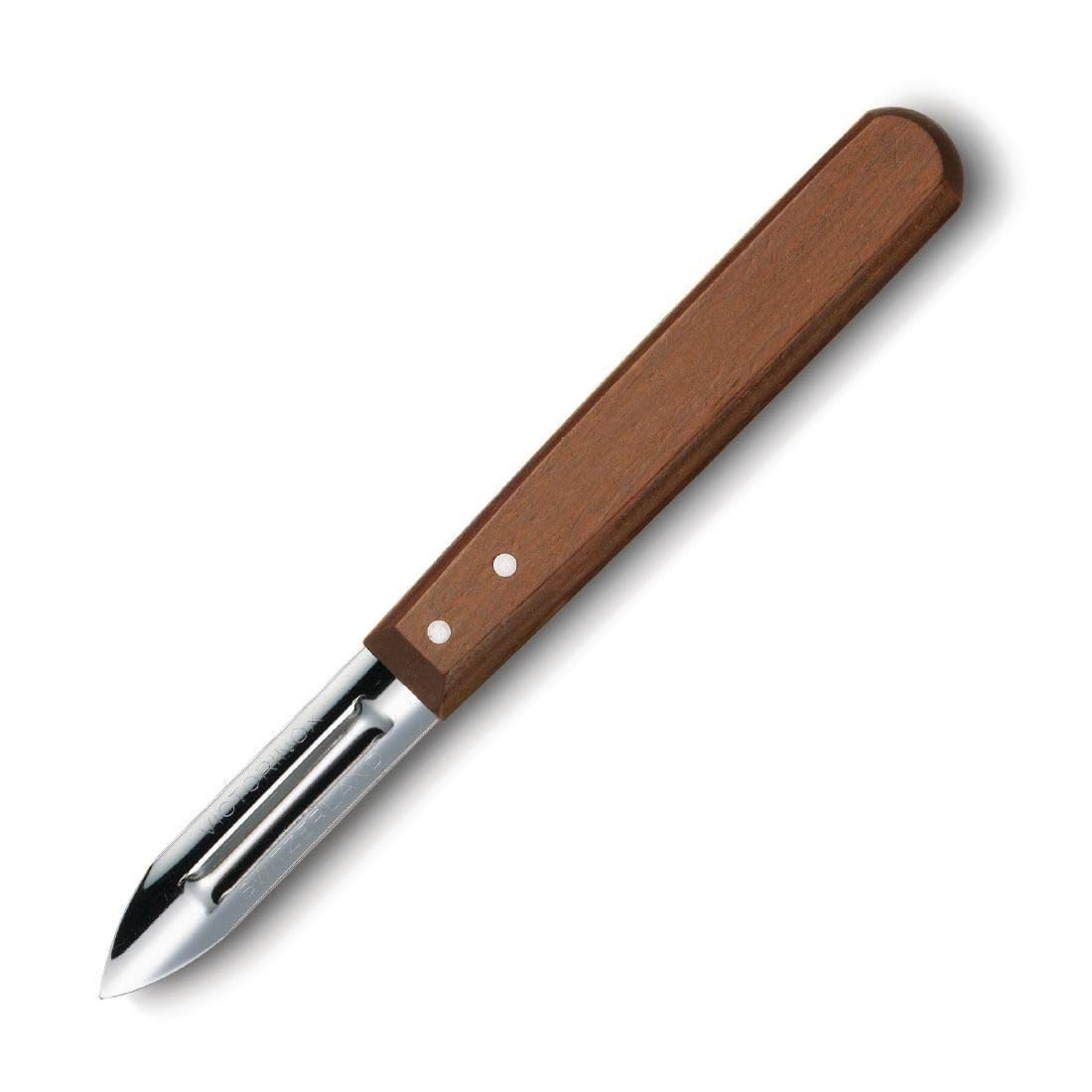 Victorinox Double Edge Potato Peeler with Wooden Handle, Stainless Steel, Brown, 16cm x 2cm