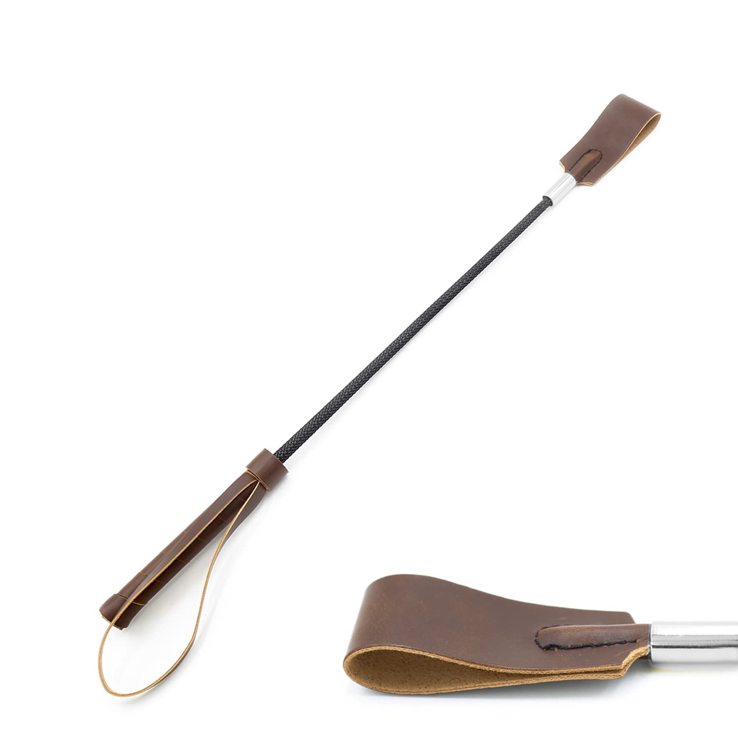 LOCKISH Riding Crop,Brown Crop,45 CM Leather Horse Whip,Horse Whip With Anti-Slip Grip Gel Handle (Brown)