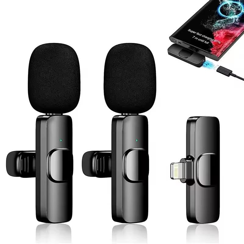 ISMMIK Wireless Lavalier Microphone for iPhone/Android/Phone/PC/iPad, Microphone & Receiver, Mini Small Tiny USB Clip on Lapel Mic for Video Recording, Podcast, Vlogging, Youtube, Tiktok