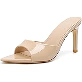 Susanny Women's Sandals Heels Mule High Heels Pointed Open Toe Sandals Sexy Slip on Heeled Summer Casual Wedding Prom Party Comfortable Dressy Shoes