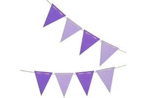 CC WONDERLAND ZONE Dark Purple and Light Purple Pennant Banner,Dark Purple and Light Purple Vintage Double Sided Triangle Flag，for Party Decoration,Pack of 30pcs Triangle Flag