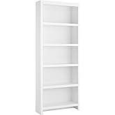 Prepac Moda 5-Tier Tall Wooden Bookcase, White Storage Cabinet, Display Cabinet, Bookshelf with Storage Shelves 31.75" W x 80