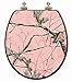 TOPSEAT 6TSPR2161CP 999 3D Upland Series Realtree Pink Camo Round Toilet Seat with Chromed Metal Hinges, Wood Finish