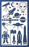Aleks Melnyk #23 Metal Journal Stencil/Rocket UFO/Stainless Steel Stencil 1 PCS/Template Tool for Wood Burning, Pyrography and Engraving/Scrapbooking/Crafting/DIY