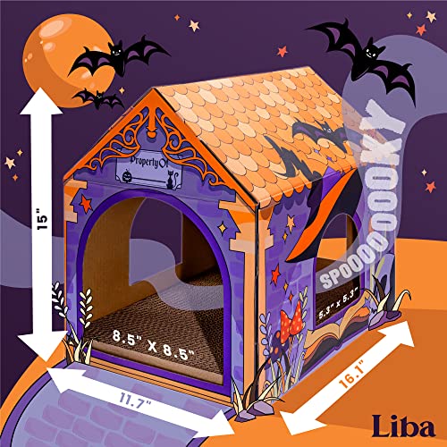 LiBa Cardboard Holiday Cat House with Scratch Pad and Catnip, Cat