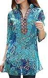 VonFon Womens Vintage Colourful Floral Print Casual Slim Shirt Blouse Top