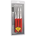 Arcos 3 Pieces Paring Knife Set. 3 Peeling Knives of Stainless Steel and Ergonomic Polypropylene Handle for Cutting Fruits, Vegetables and Tubers. Series Nova. Color Red