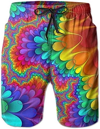 Man Trippy Color Stripe Drawstring Beach Pants Casual Swimming Beach Pants