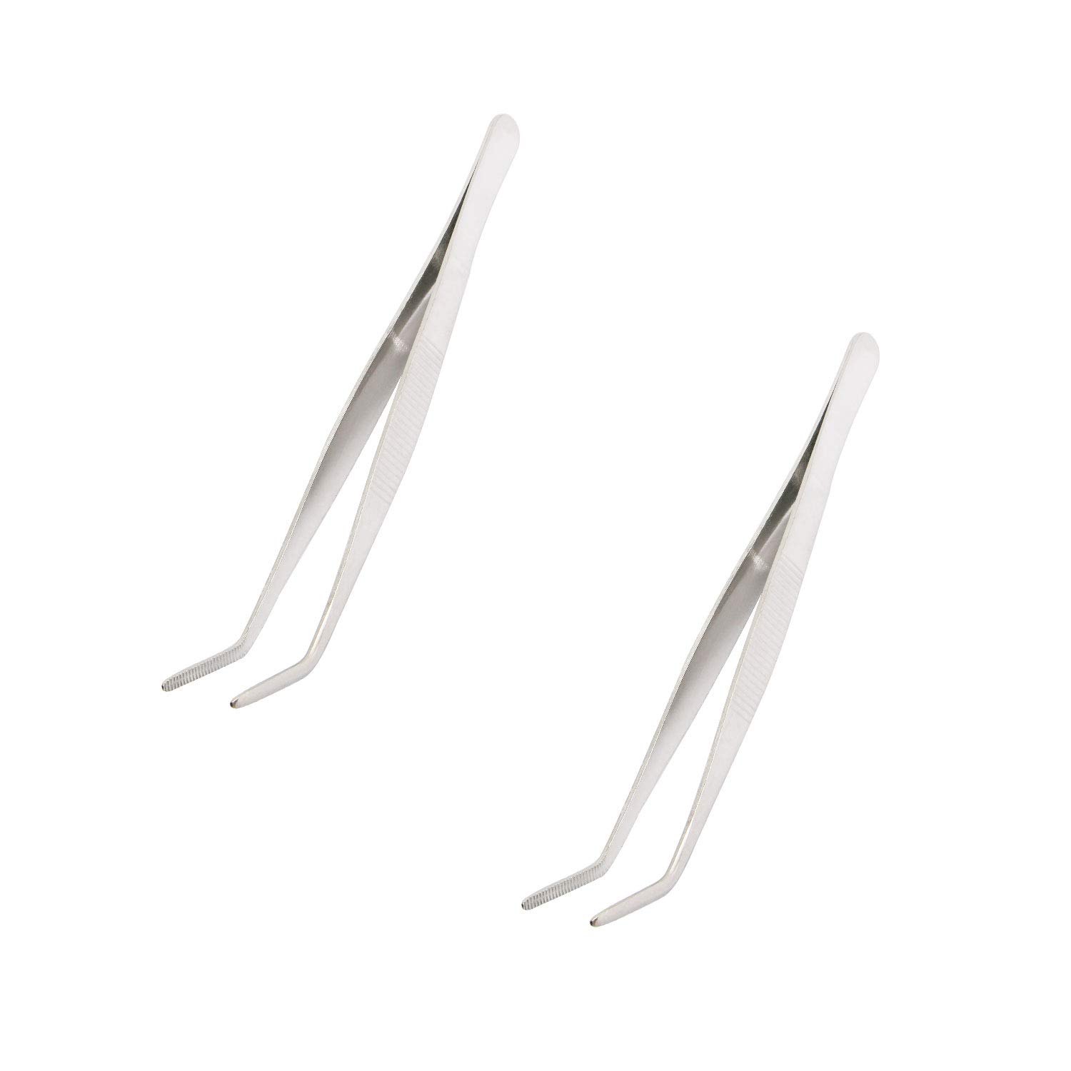Aoje Link Curved Stainless Steel Tweezers 2pcs Silver