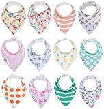 Baby Bandana Drool Bibs for Girls 6 Pack of Absorbent Cotton Baby Gift Set By Mumby