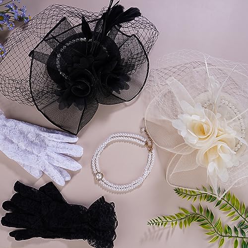 ZinniDay Elegant Fascinator Hat Sets with Double Pearl  display picture 2