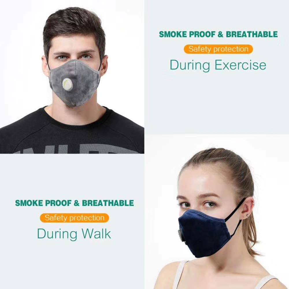 Safety Dust Mask，Breathing Valve Respirator with 2 PM2.5 Filters，Easy Breathe Reusable Washable Face Mask，Protection from Dust, Pollen, Pet Dander, Other Airborne Irritants (Black)