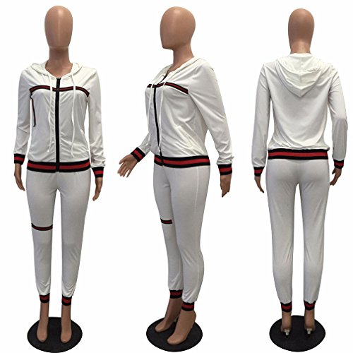 Womens 2 Piece Outfits Hoodies and Pants Set Sweatsuits Tracksuits White M