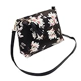Floral Crossbody Bags for Women Tassel Purse Small Bag for Makeup Cosmetics Carry Portable Black