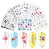 Joyibay Nagelsticker, 24 Blatt Nail Art Stickers Blumen Nagelsticker Wassertrans