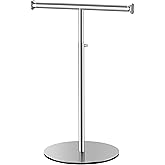 niffgaff T Bar Purse Display Stand Handbag Lanyard Rack Silver, Adjustable Height Black Tabletop Hook Hanging Jewelry Stands for Necklaces Organizer, Stainless Steel Handbag Holder Home Store Boutique