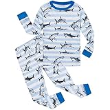 Shark Big Boys Long Sleeve Pajamas 100% Cotton Stripe Sleepwear Size 8