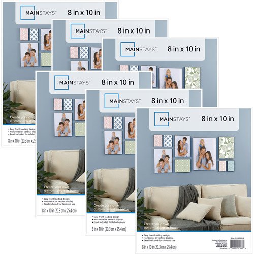 Mainstays Format Front Loading 8x10 White Picture Frames, Multiple