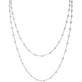 Silver Pearl Choker Necklace, Stylish Women Small Chunky Single Long Silver Pearl Drop Pendant Necklace Dainty Jewelry Accessory Suitable for Mother Wife