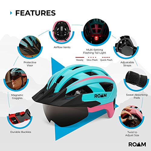 Roam Road Bike Helmet With Sun Visor and LED Light Durable Mountain