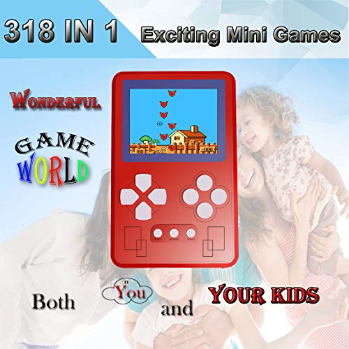 Beico Portable Handheld Game Console for Kids and Adults with Built in 318 Classic Old Style Video Games Perfect for Holiday or Travel Entertainment Children Birthday Gift (Red)