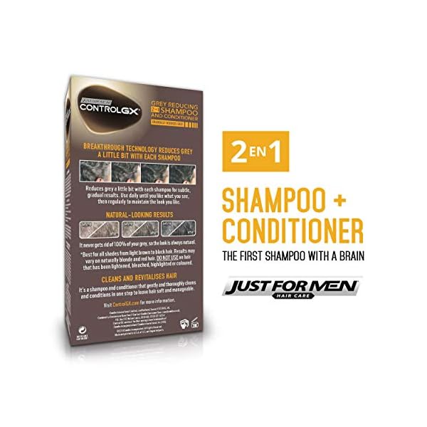 Just for men Control GX, Grey Reducing 2-in-1 Shampoo & Conditioner for Grey Hair – All Shades, 147 ml
